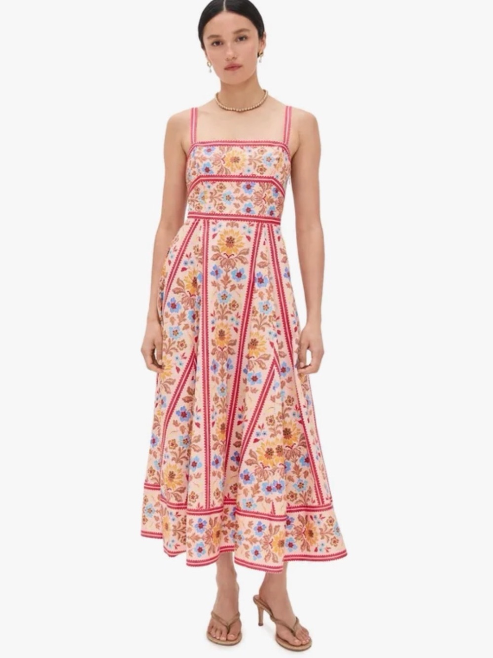 NWT Hill House Floral Embroidered Pink Midi Dress